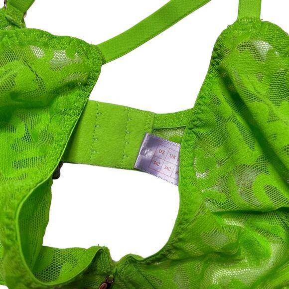 Savage X Fenty Tagged by Savage Unlined Bra Kelly Green Size 34C - Picture 3 of 3